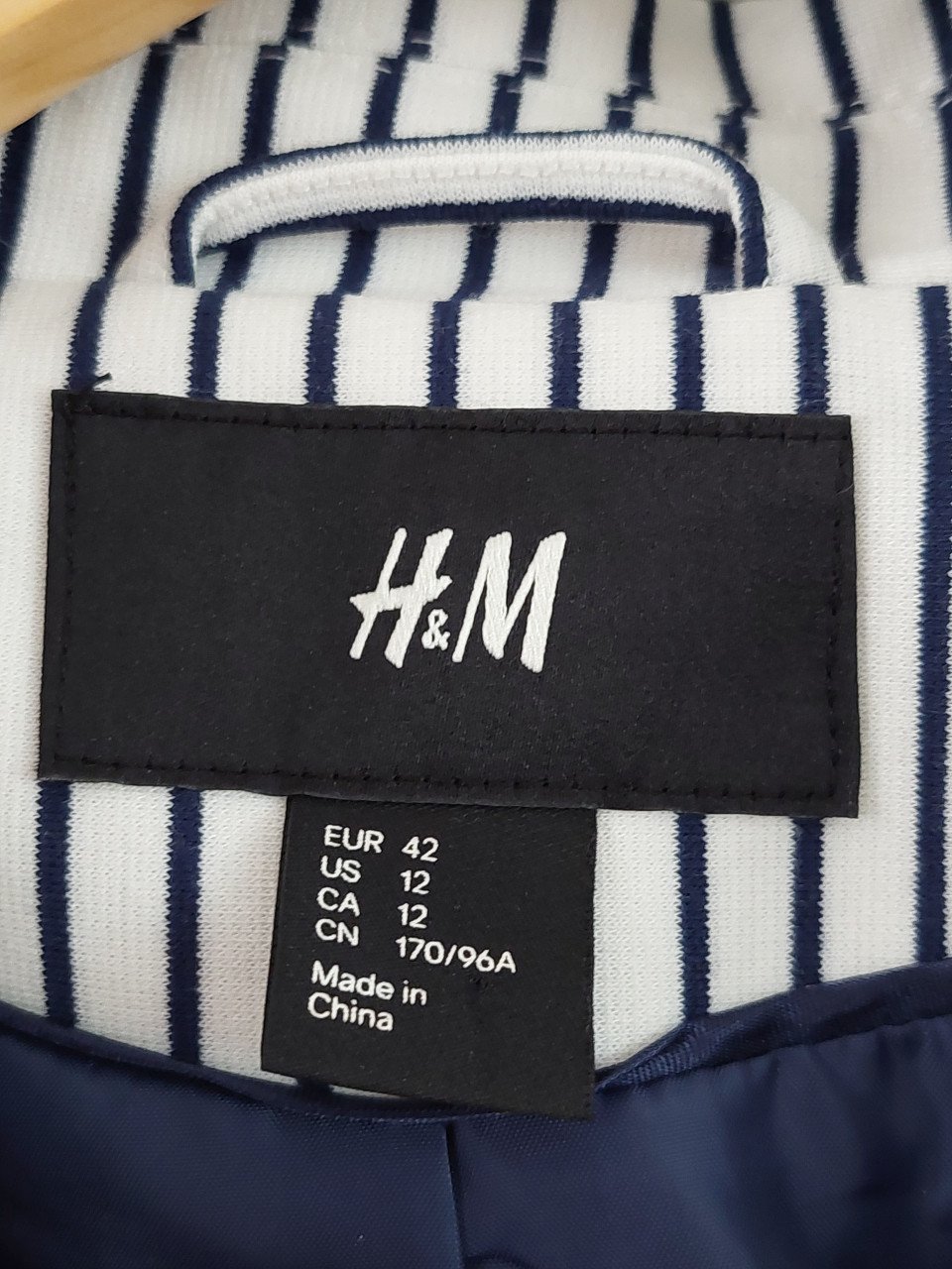 Gestreepte damesblazer H&M mt 42 wit/blauw