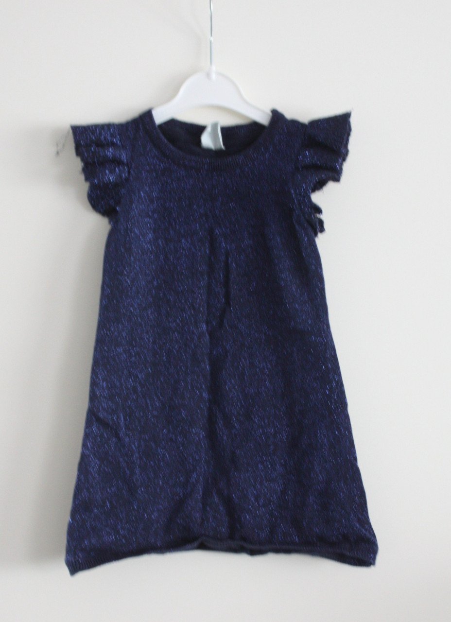 Donkerblauwe glitter jurk  maat 86-92