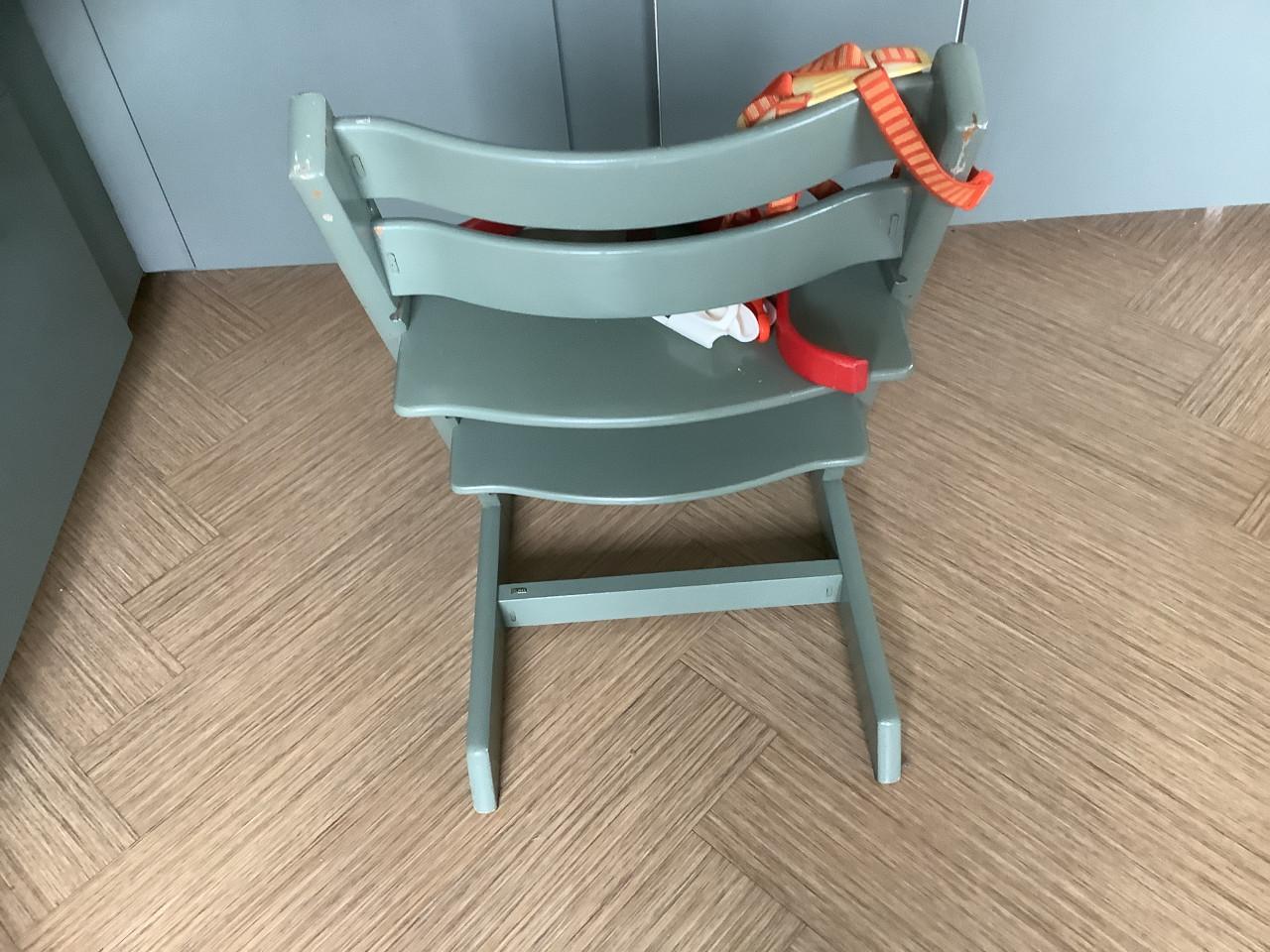 Trip trap Kinderstoel met houten Stoelverkleiner en Gordel