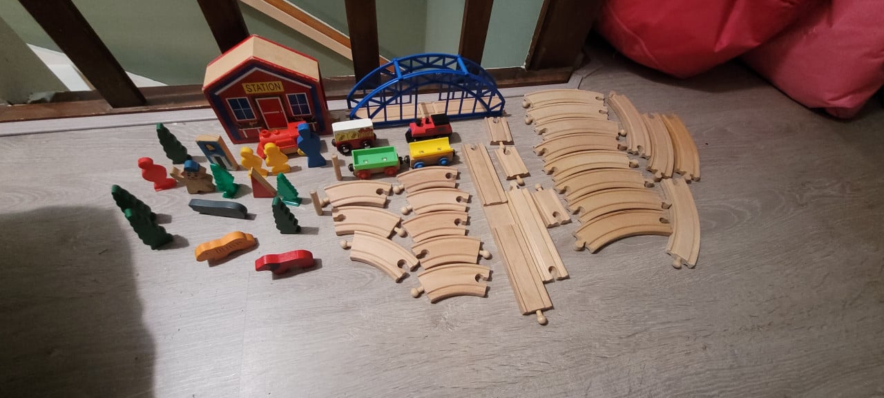 Houten speelgoed treinset