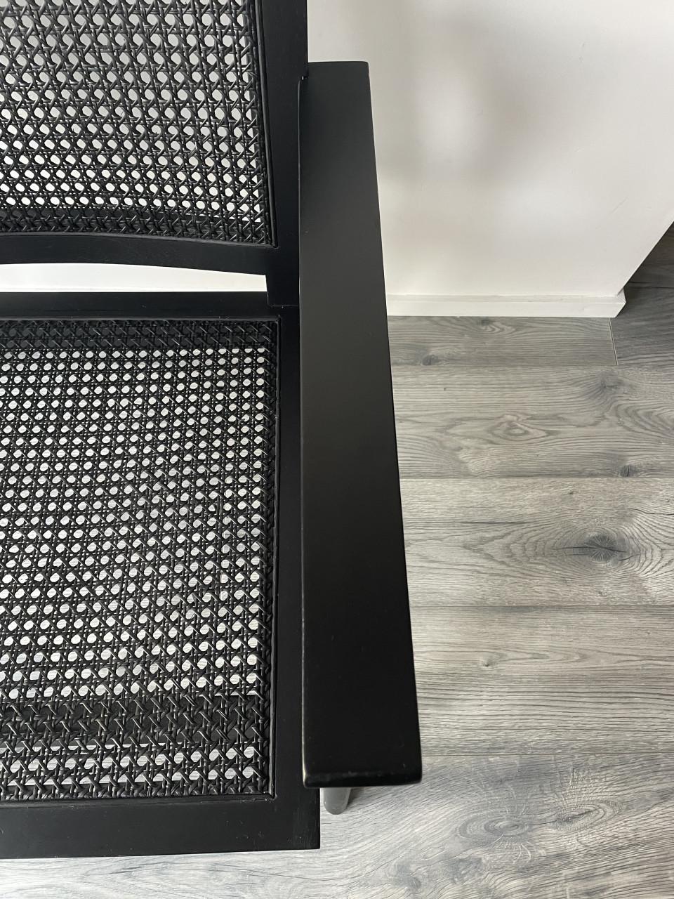 Fauteuil stoel japandi hout zwart webbing