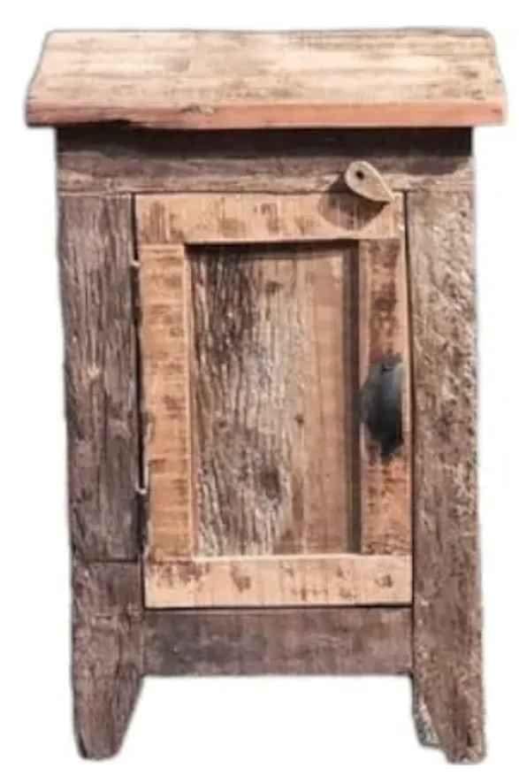 NACHTKASTJES, OLD WOOD BEDTAFEL, OLD WOOD BANKJES EN BIJZETTAFELTJES VOOR