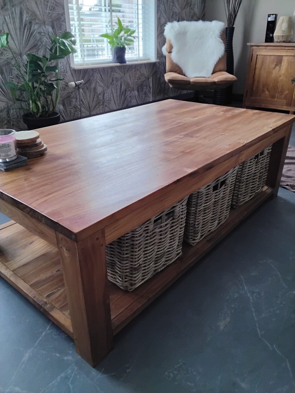 Prachtige teakhouten salontafel
