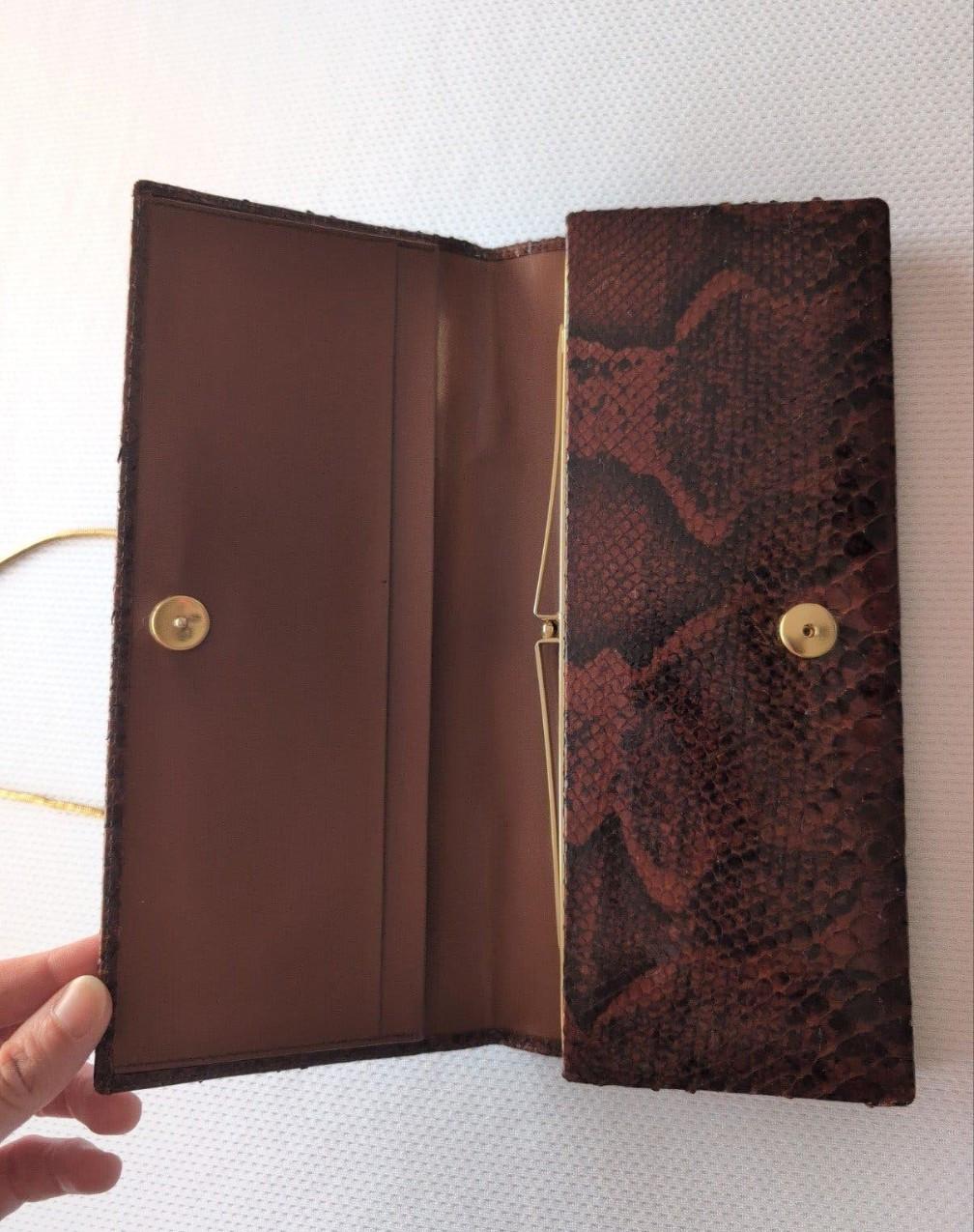 Vintage slangenlederen tasje, bruin