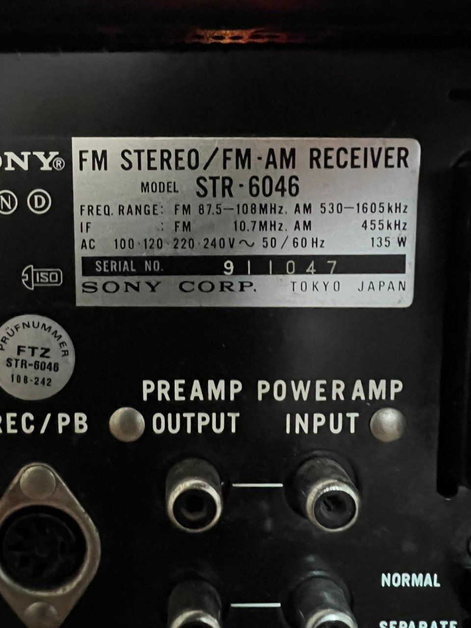 Sony Vintage Reciever STR 6046