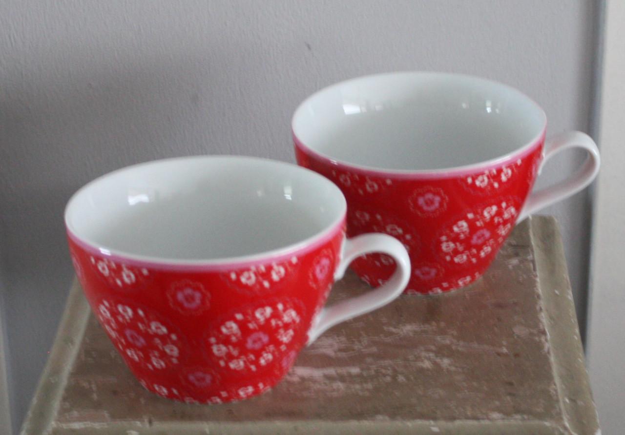 Nieuwe rode  soepkom met print