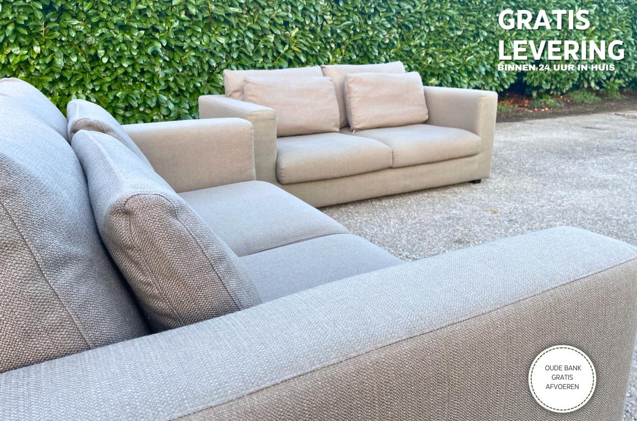 GRATIS LEVERING HEEL NL Taupe VIP 2x2,5zits Stoffen Bankstel