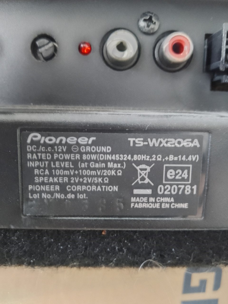 Pioneer subwoofer TS-WX206A