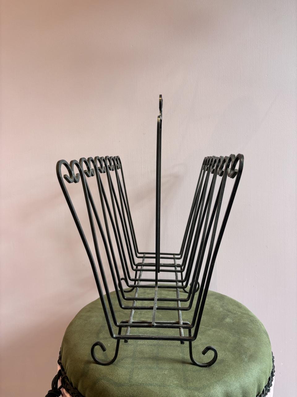 Vintage Metalen Tijdschriftenrek / Lectuurbak