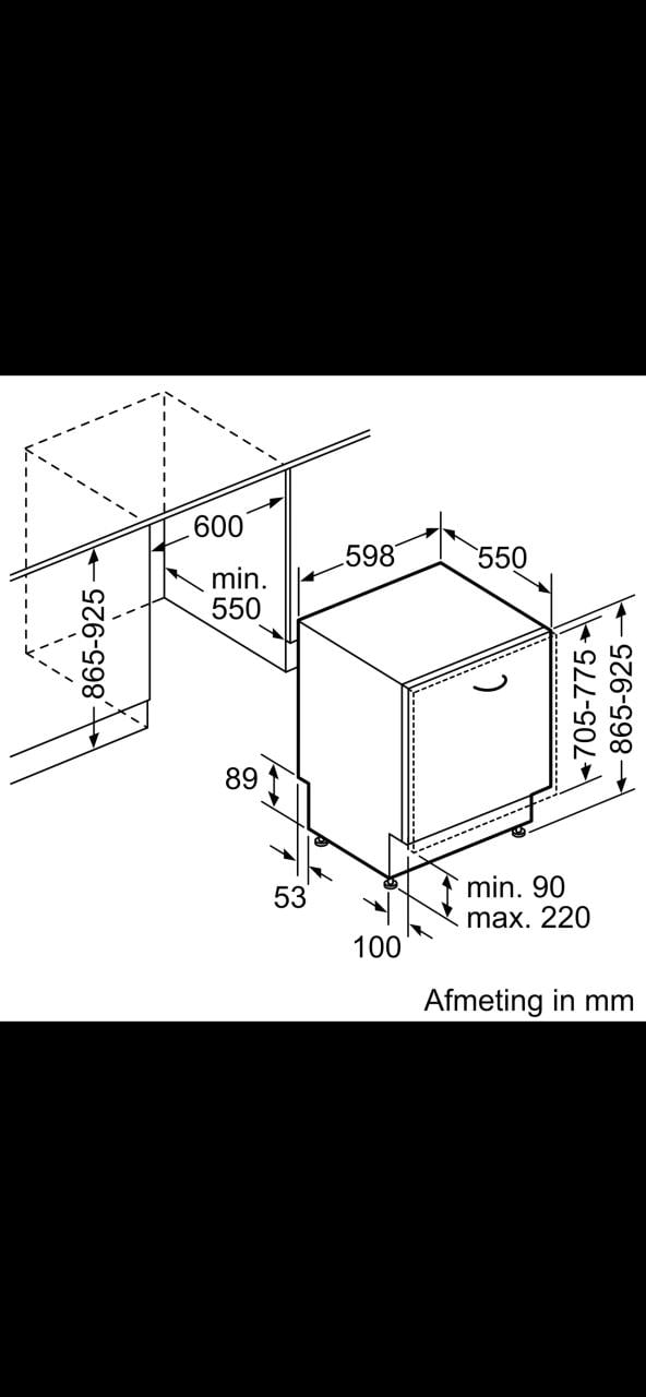 Bosch SBV93M60NL A++ volledig integreerbare vaatwasser 87x60 Cm.