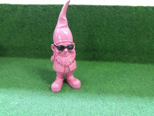 Roze tuinkabouter met zonnebril - 41cm - Tuindecoratie
