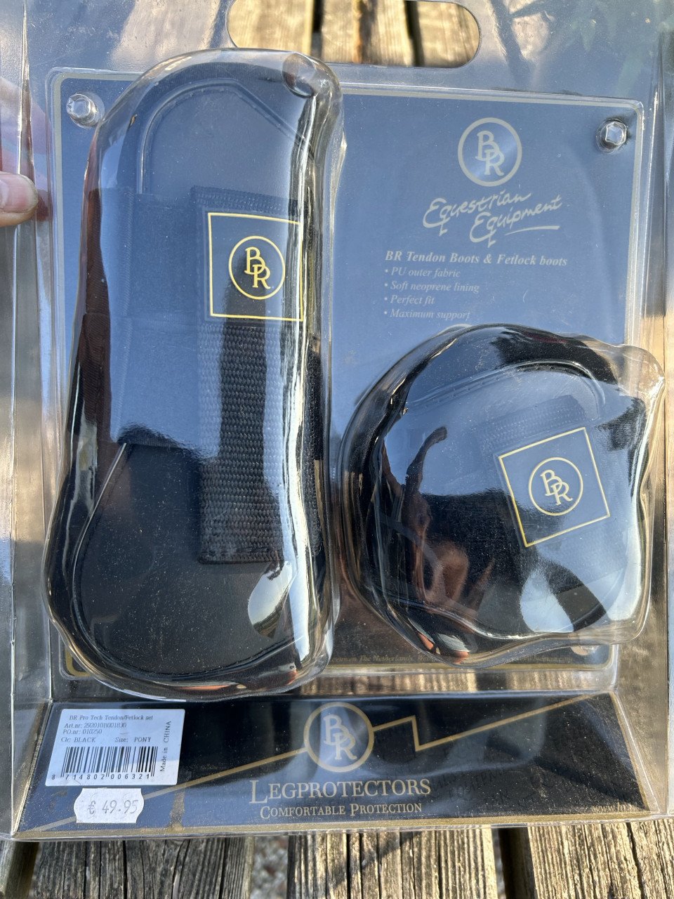 Nieuwe BR peesbeschermersset Pro tech zwart, pony