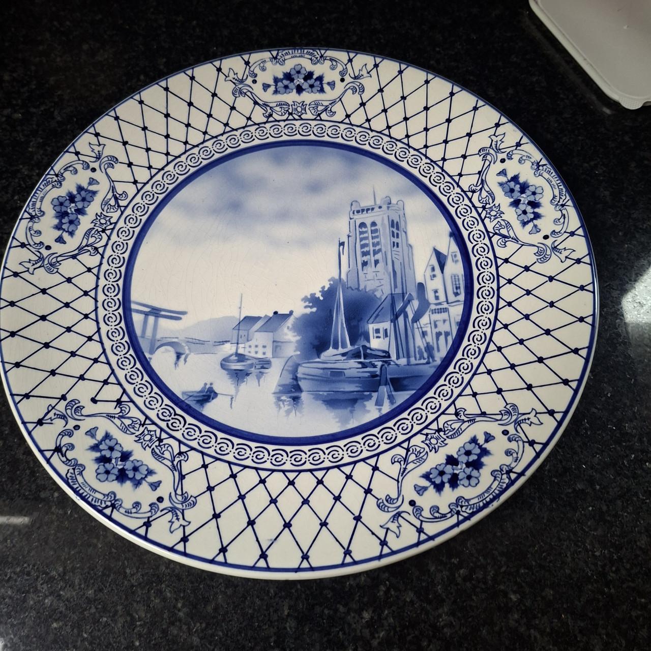 Delftsblauw wandbord ca 30cm diameter