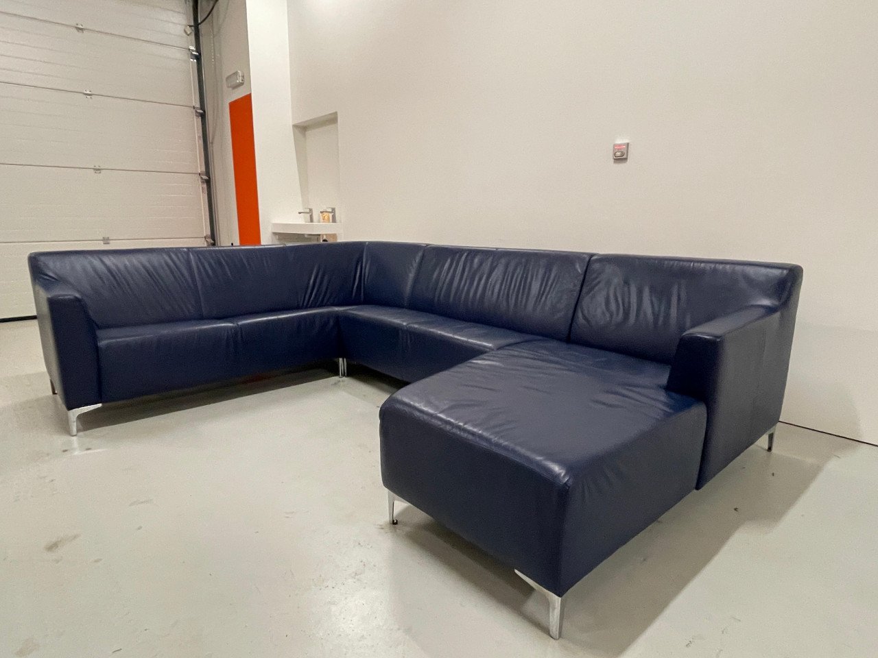GRATIS LEVERING HEEL NL Montel Blauw Echt Leer U-Bankstel