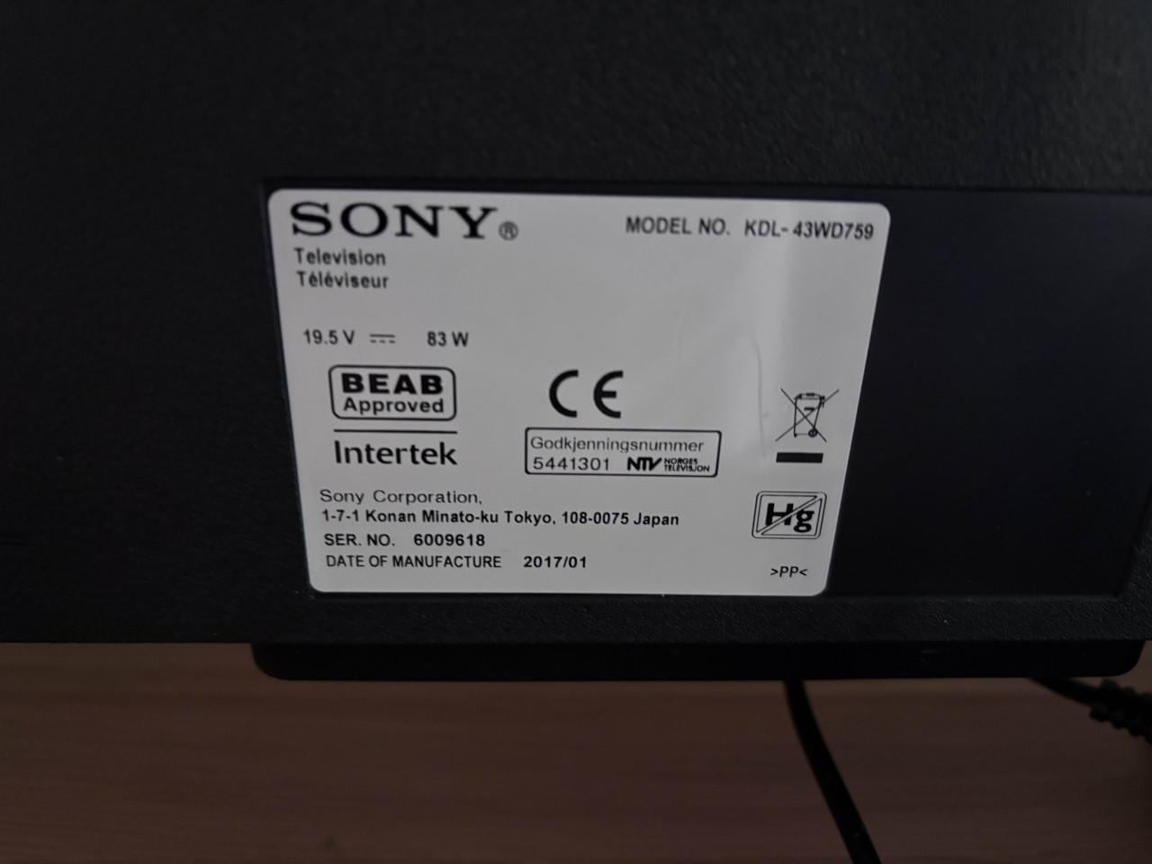Sony Bravia Smart TV 43 inch