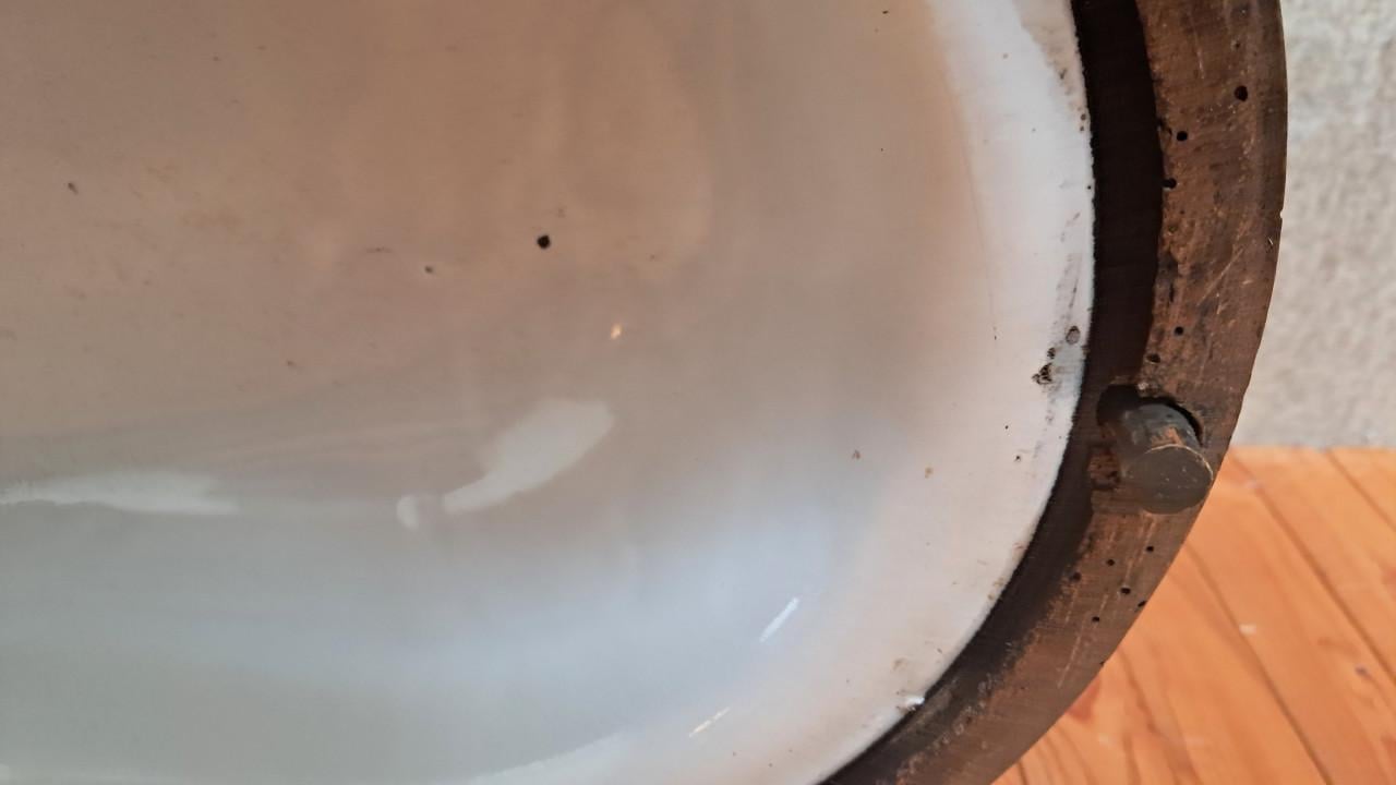 Uniek Antiek Bidet-Tafeltje / Bijzettafeltje met Emaille Binnenbak