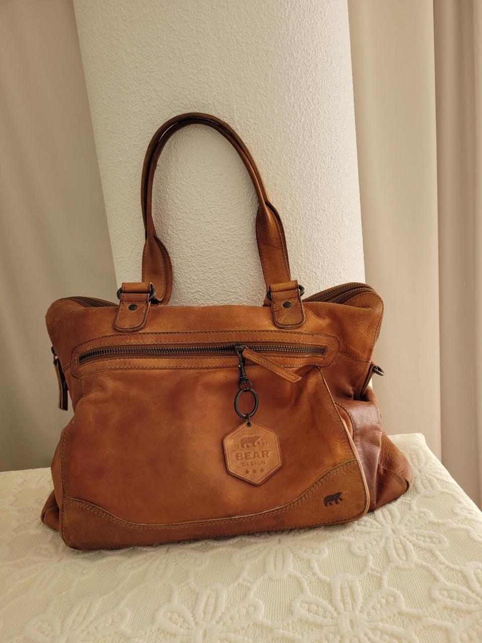Damestas Bear Design shopper/business tas 'Lia' - bruin (cognac)
