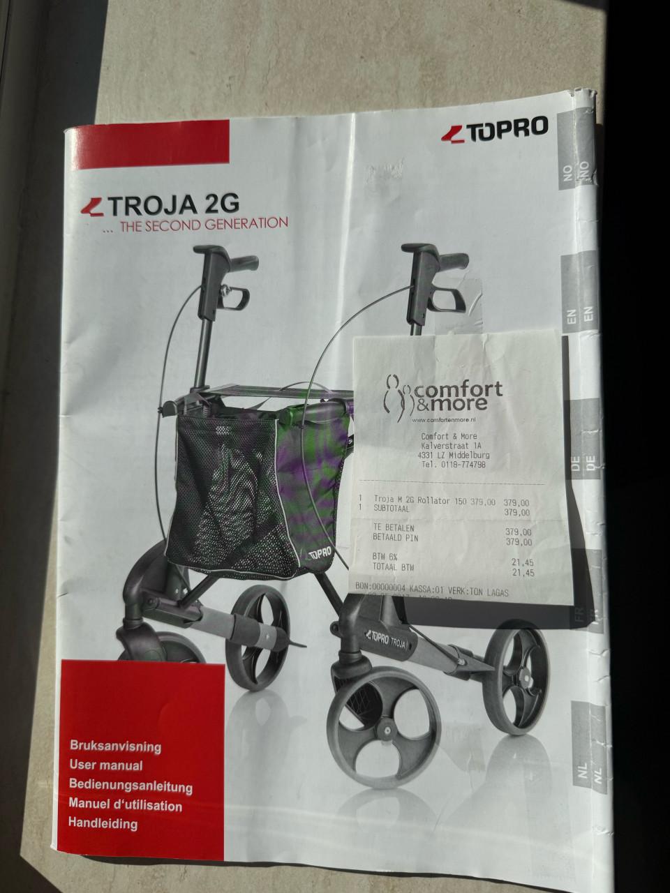 Topro Troja Rollator – Zo goed als nieuw + extra tas & bon
