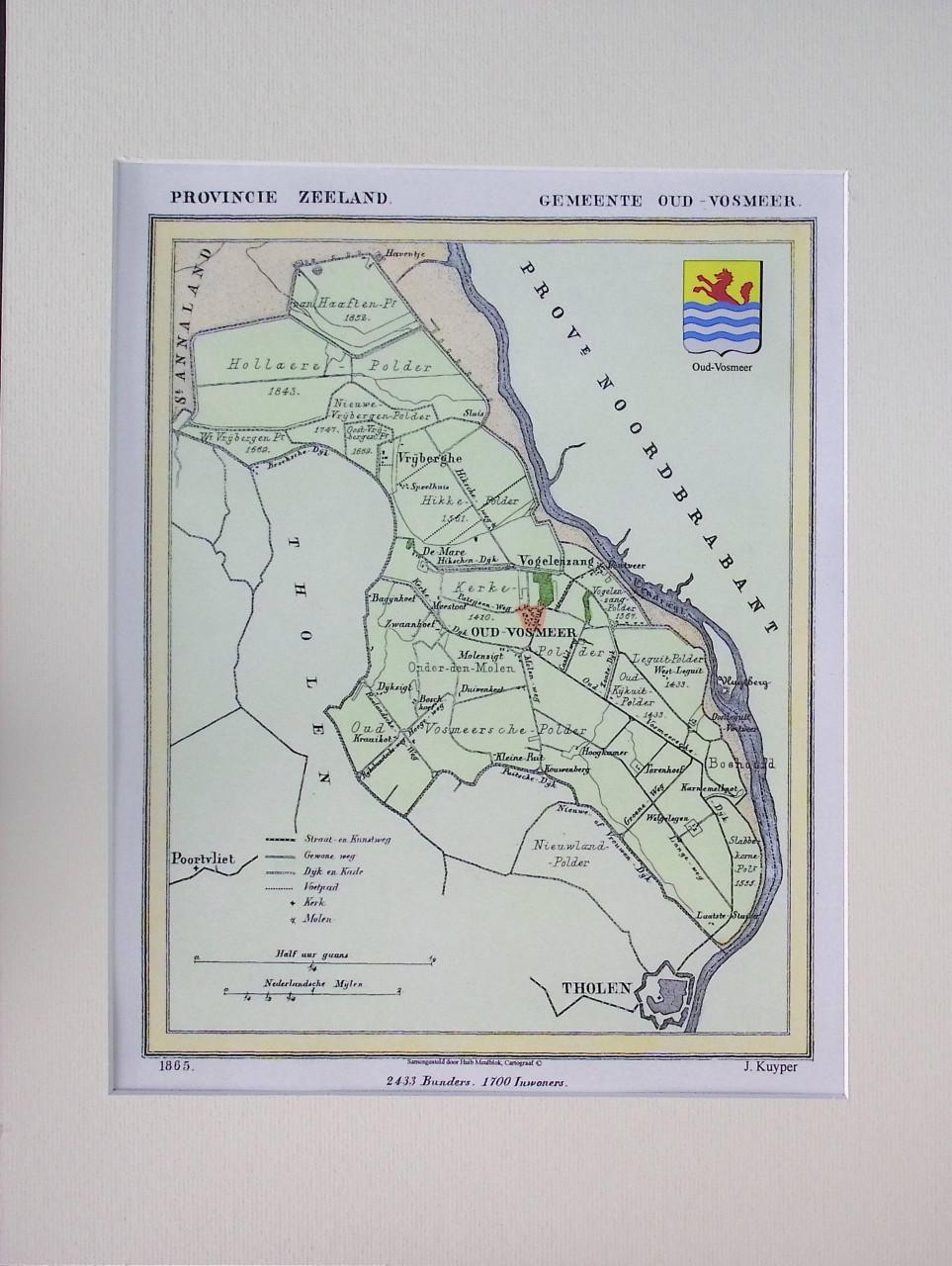 Hist. gem. kaarten gemaakt door J. Kuyper, nu in kleur Tholen en St. Phi.l