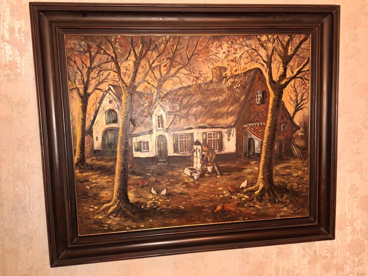 Schilderij Boerderij met pomp van Willy Broeckaert