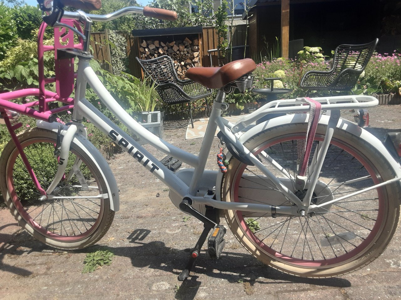 Vrolijke gebruikte meidenfiets