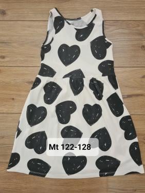 Ecru witte jurkje met zwarte hartjes van H&M  Maat 122-128