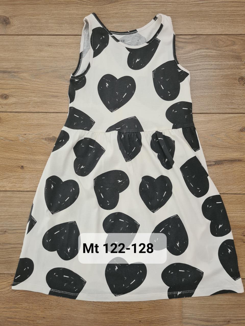 Ecru witte jurkje met zwarte hartjes van H&M  Maat 122-128