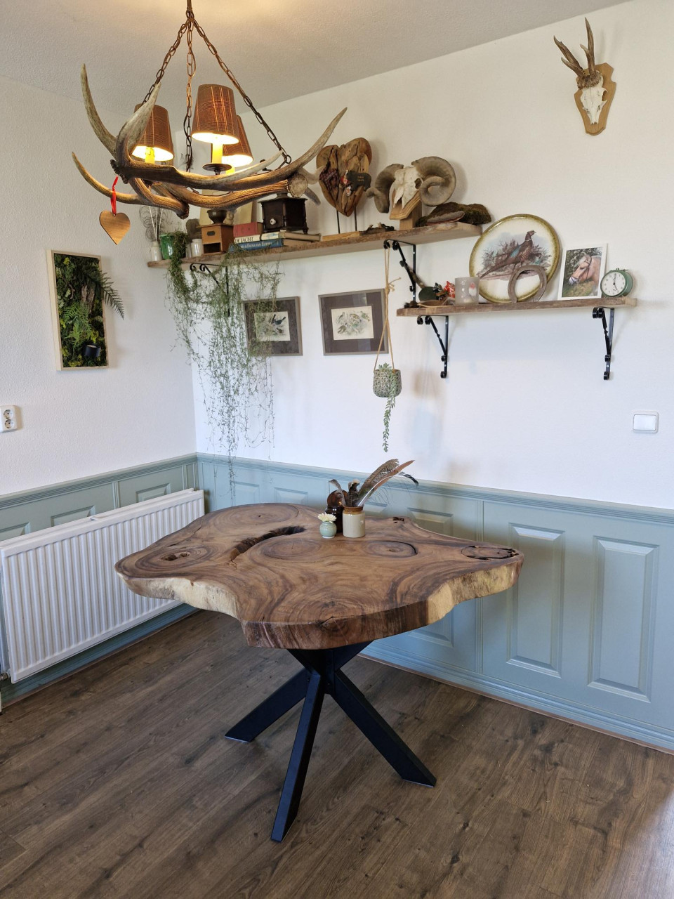 Boomstam tafels en ronde schijven van suar, teak en lychee hout