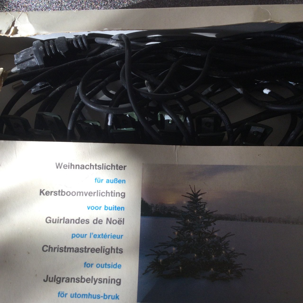 De echte kaarslampjes ! 2 dozen vintage kerst-buitenverlichting, brandend