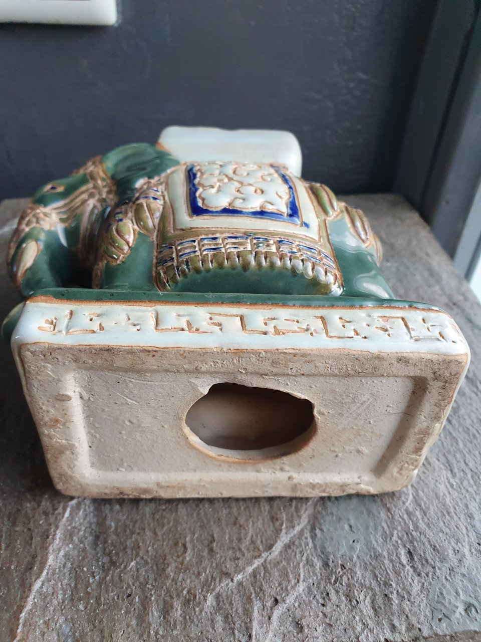 Vintage chinoiserie-asbak olifant, decor MCM Hollywood Regency...
