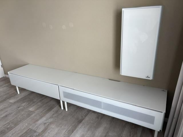 Tv meubel 3-delig wit hout en wit glas