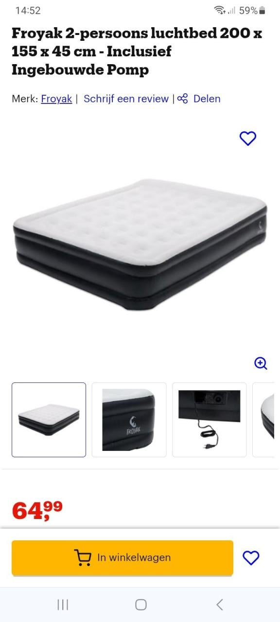 2 persoons luchtbed extra dik, nieuw in doos!