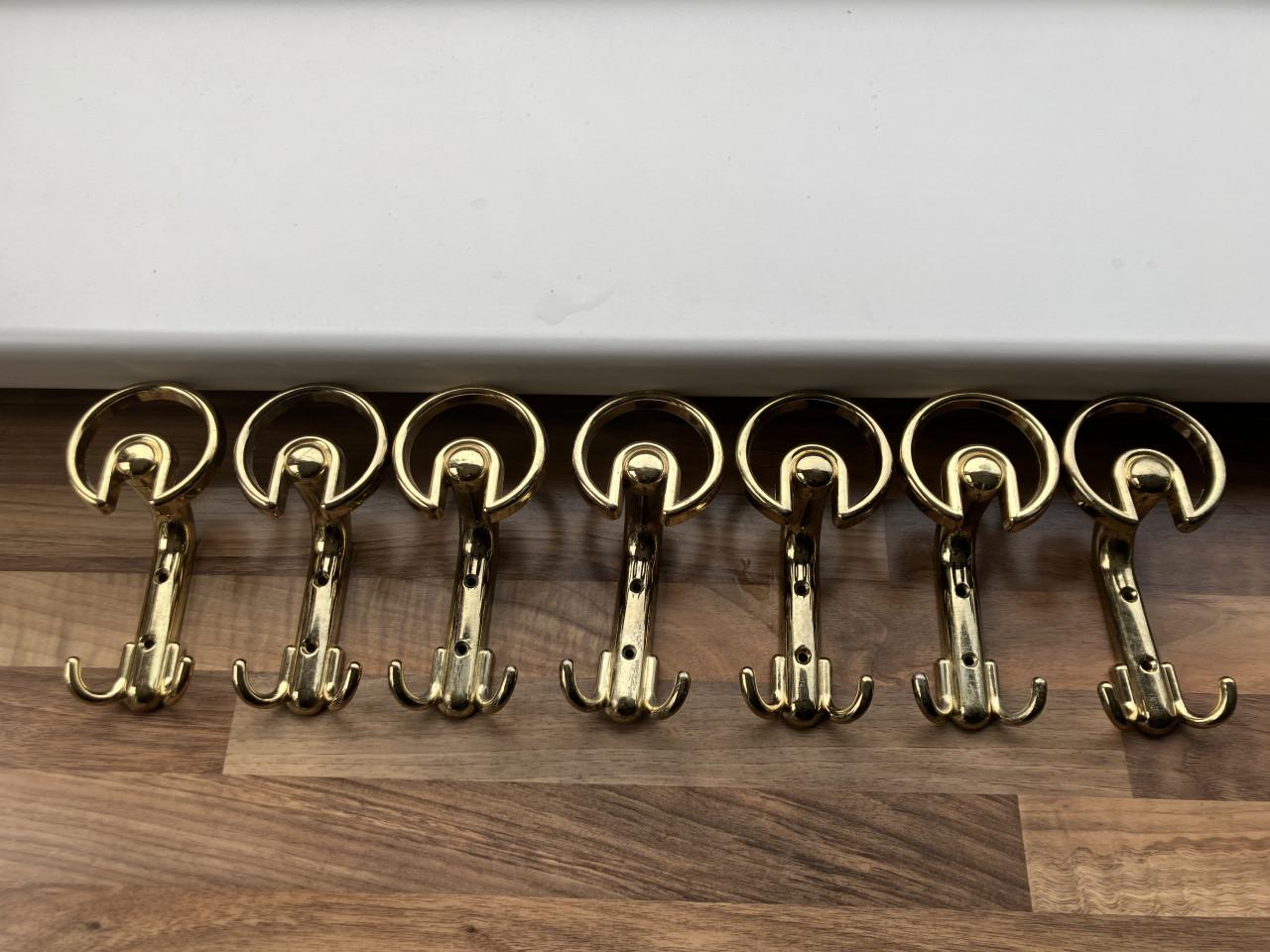 Vintage messing kapstokhaken 7st