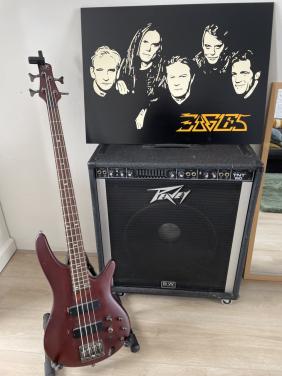 Ibanez basgitaar met peavey versterker