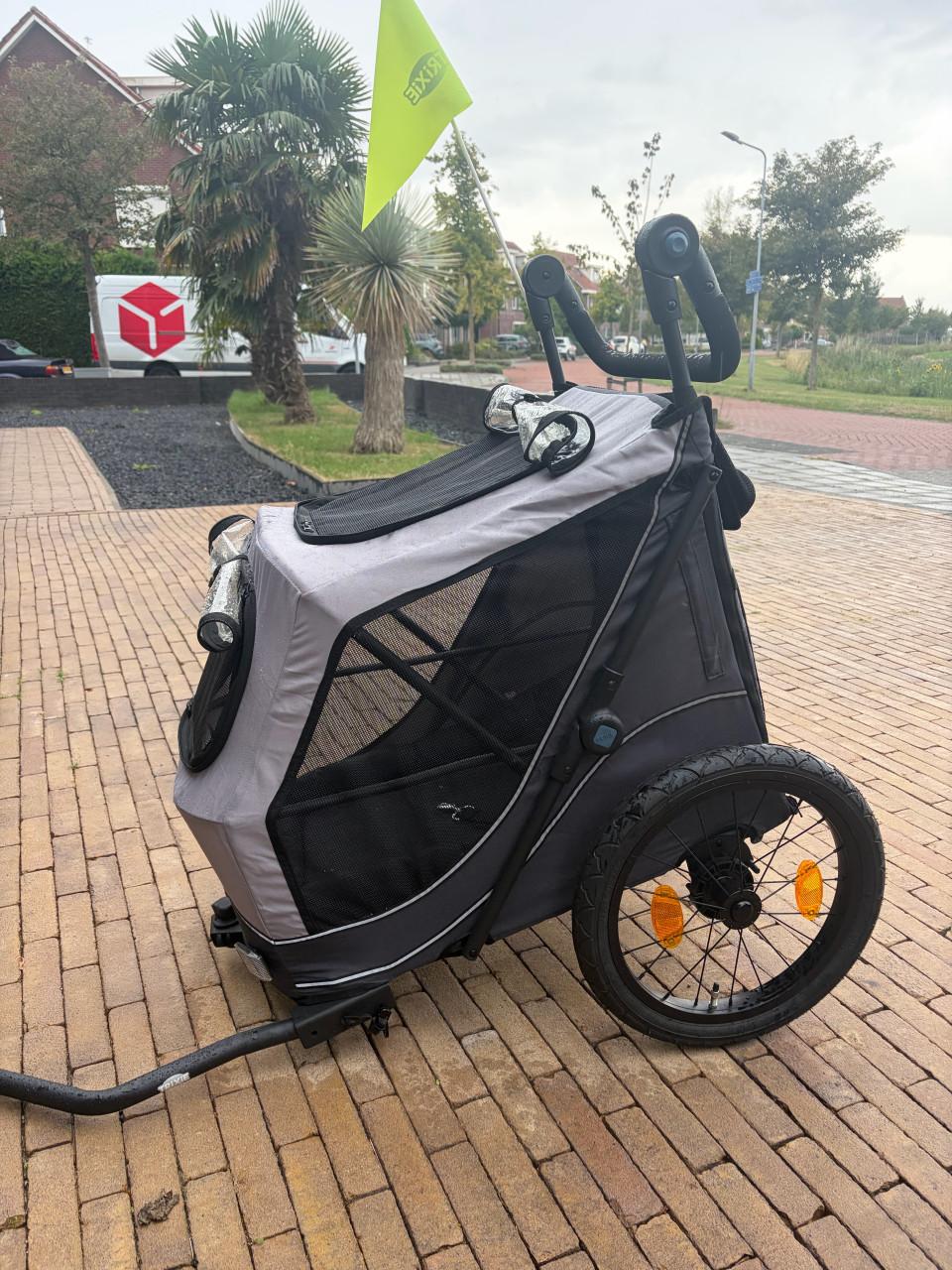 Fietskar hond grijs/zwart