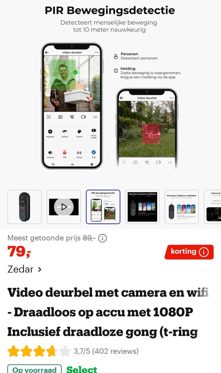 Video deurbel met gong draadloos