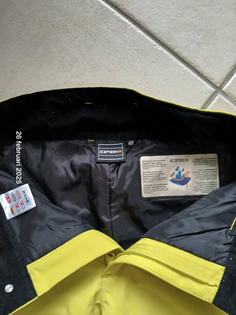 Skibroek heren / dames in de kleur geel maat M 48/50