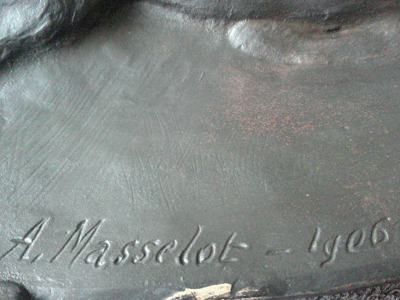 GROTE BRONZEN PLAQUETTE 1906, GESIGNEERD A.MASSELOT