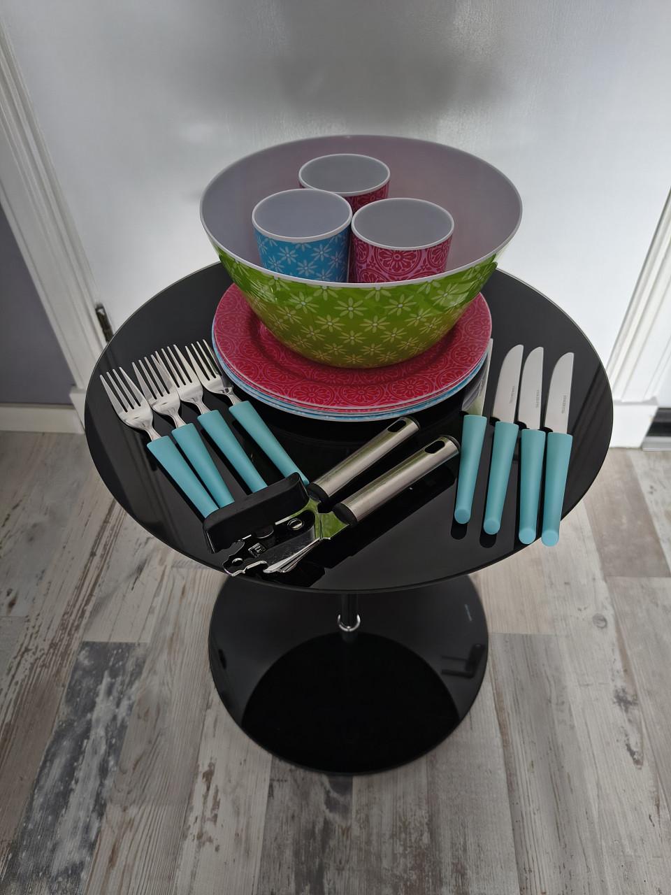 Blauw/rood/groen servies set