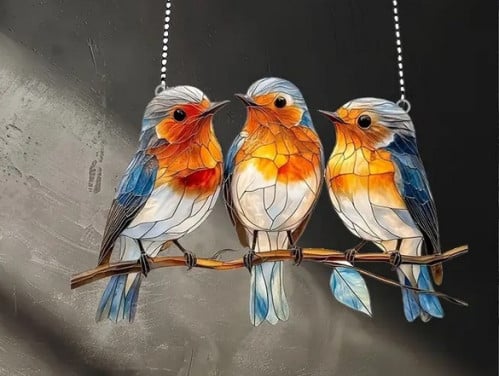 Roodborst #6 (nieuw) raamhanger, tuinhanger, zonnevanger