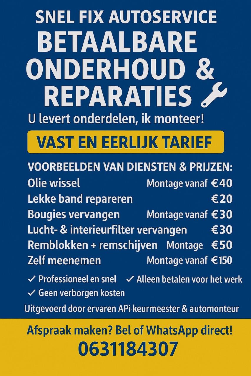 Auto apk, onderhoud en reparaties.