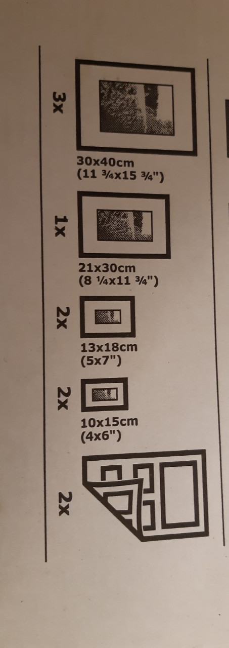 Ikea KNOPPÄNG zwarte lijsten met afbeelding, set van 8.