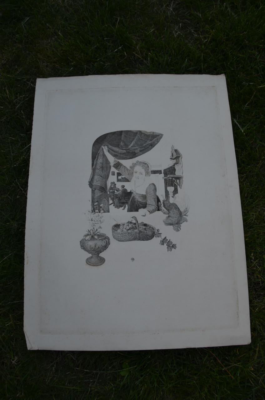 9 Staalgravures 19e eeuws Stadia van een schilderij