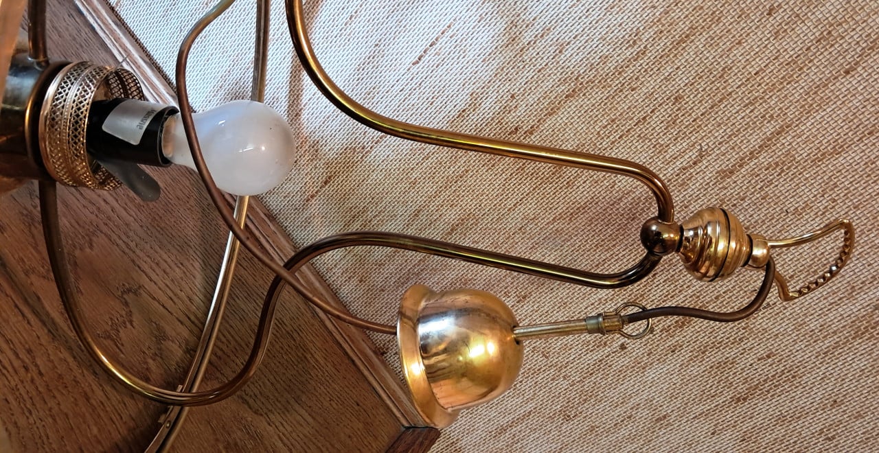 Massive koperen hanglamp zonder kap