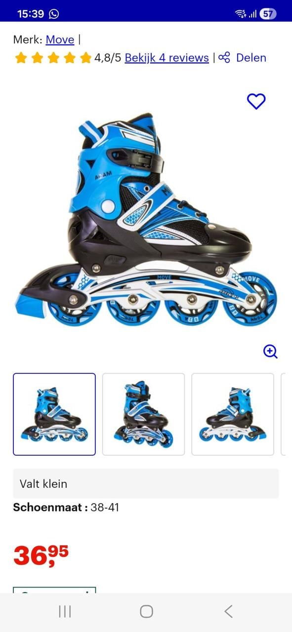 Verstelbare Inline Skate mt 34-37