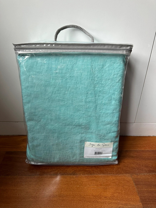 100% linnen dekbedovertrek 240x220 Ibiza Blue