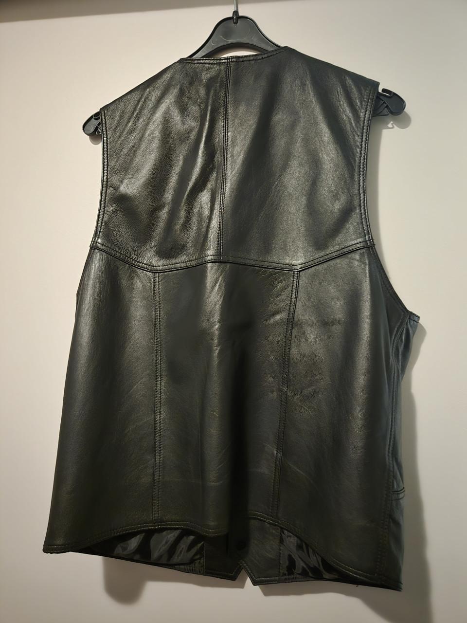 Hifa heren(motor)vest zwart leer Maat 48