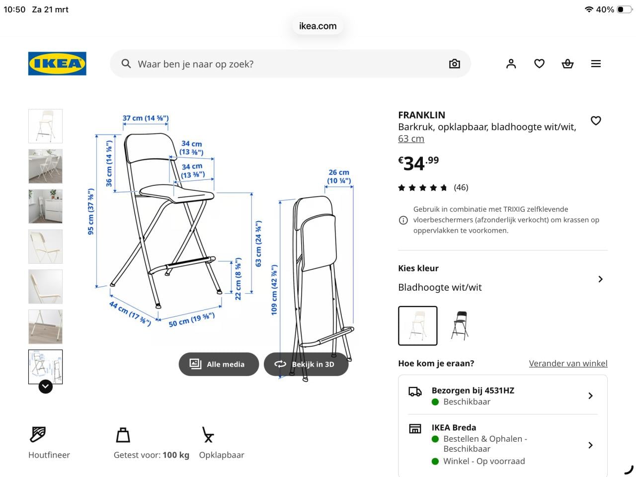 Hoge tafel met 4 barkrukken