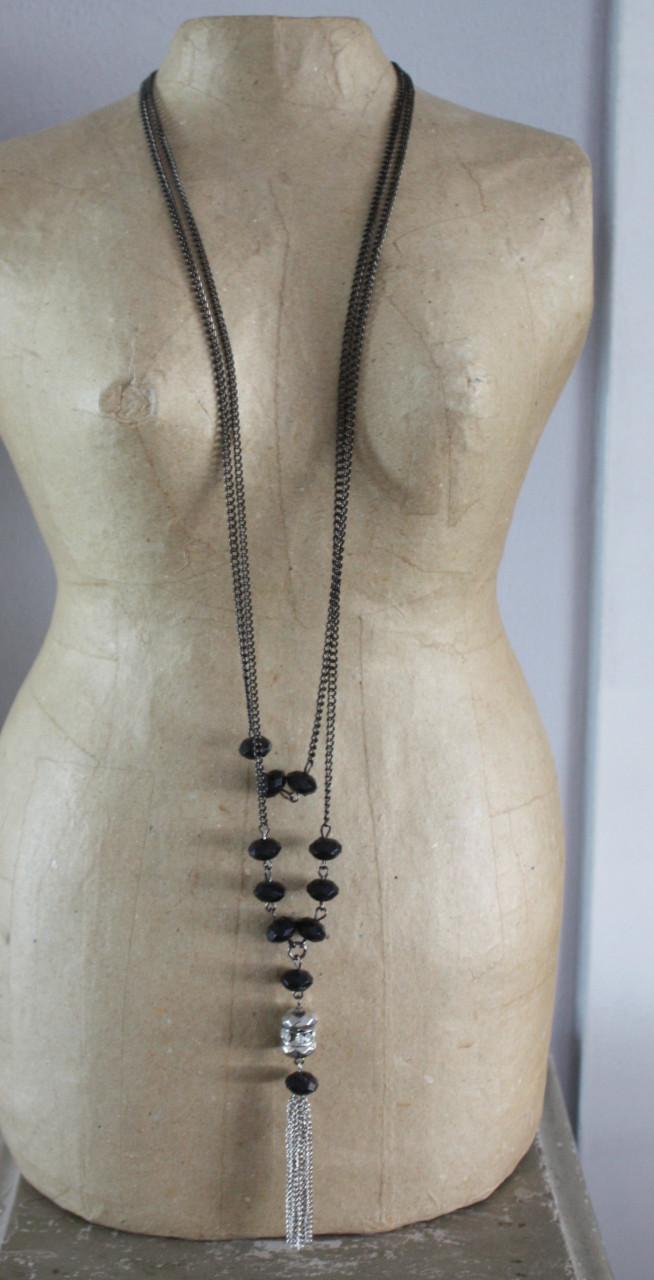 Zwarte  kralen ketting