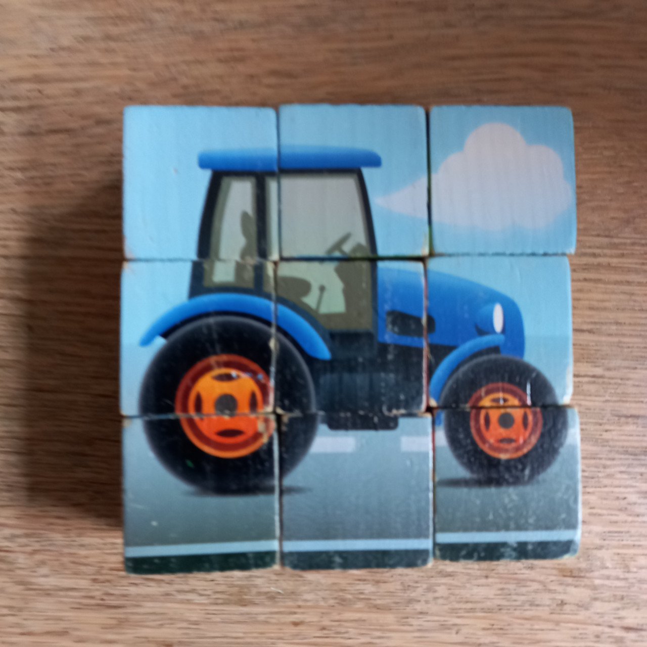 3 blokpuzzels met ieder 6 verschillende afbeeldingen